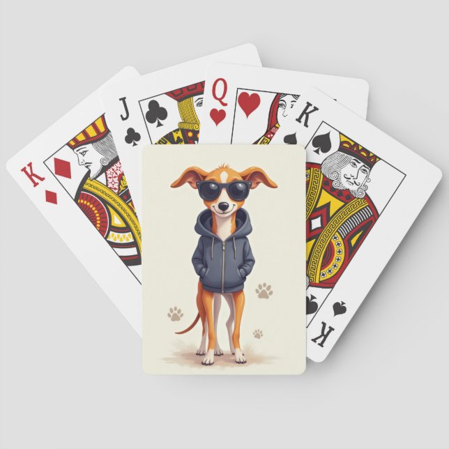 Funny Greyhound Kawaii Dog Poker Cards (Back)
