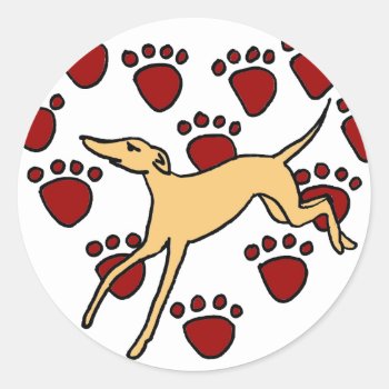 Funny Greyhound Puppy Love Classic Round Sticker by Petspower at Zazzle