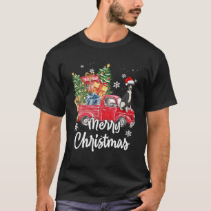 Funny Greyhound Ride Red Truck Merry Christmas Paj T-Shirt