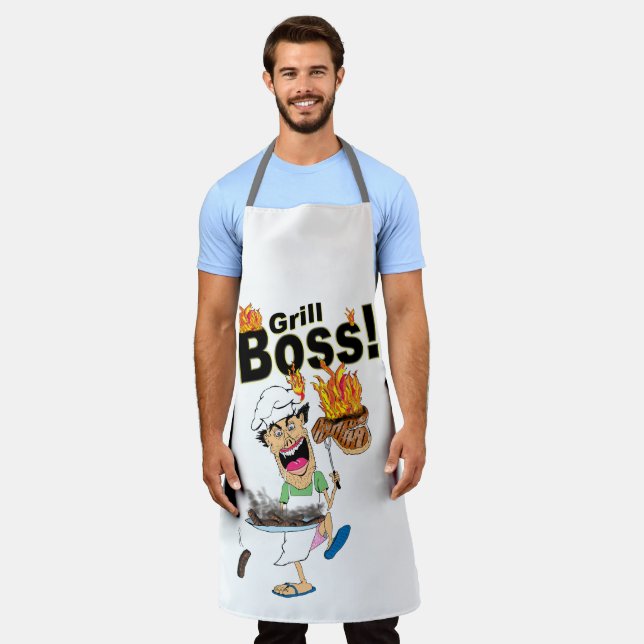 Funny "Grill Boss" BBQ Apron (Worn)