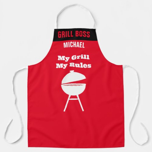 Funny Grill Chef Aprons Custom My Grill My Rule Apron