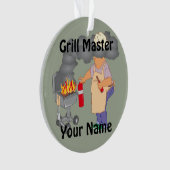 Funny Grill Master Cartoon Personalized Ornament (Front)