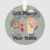 Funny Grill Master Cartoon Personalized Ornament (Front)