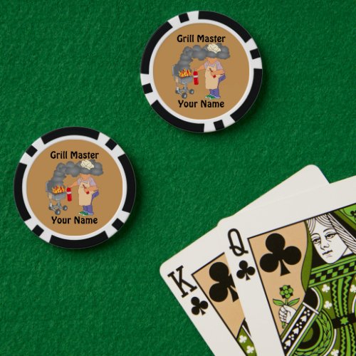 Funny Grill Master Cartoon Personalized Poker Chips