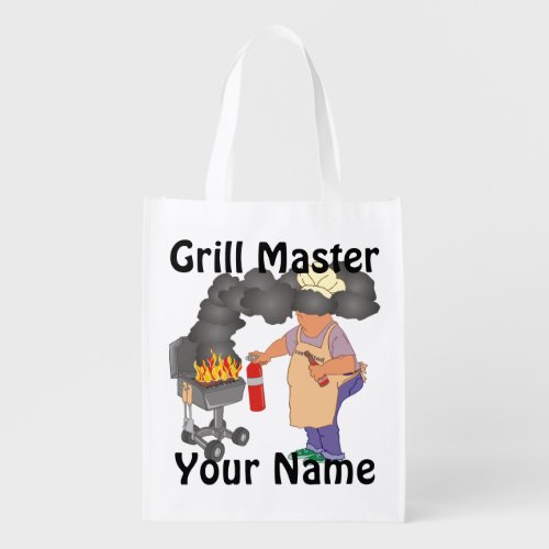 Funny Grill Master Personalized Grocery Bag