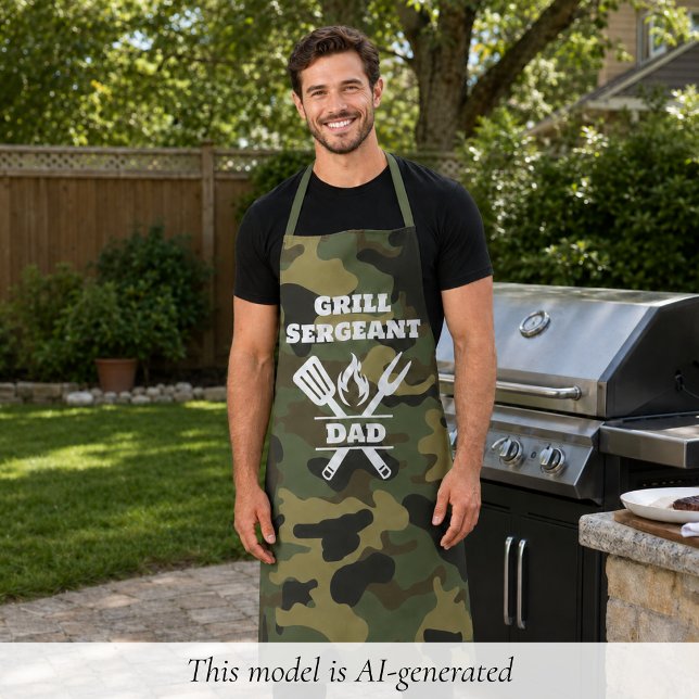 Funny Grill Sergeant Camo Apron (funny grill sergeant camo apron for men with custom name)