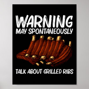Funny Grilled Ribs For Men Women Bbq Grilling Gril Poster
