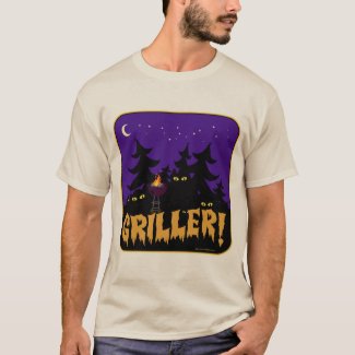 Funny Griller BBQ Horror themed Cartoon Design T-S