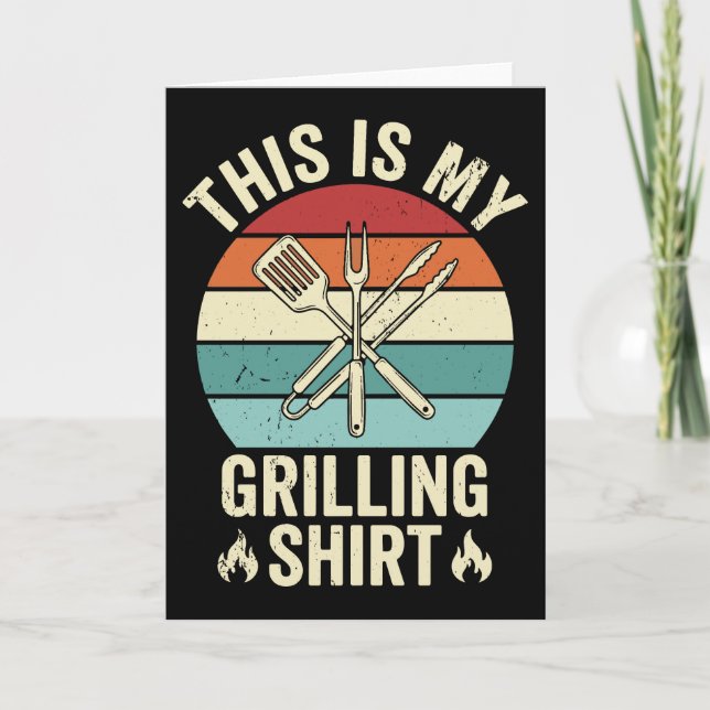Funny Grilling Quote Retro Sunset BBQ Cookout Card (Front)