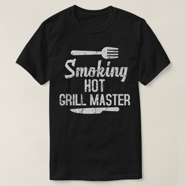 Funny Grilling Smoking Hot Grill Master BBQ Meat D T-Shirt (Design Front)