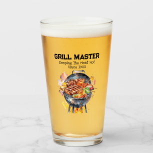 Funny Grillmaster Pun Dad Joke Keeping Meat Hot Glass