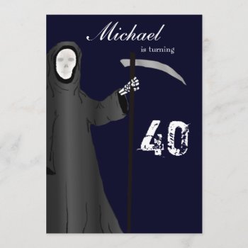 Funny Grim Reaper Birthday Party Invitation by sfcount at Zazzle