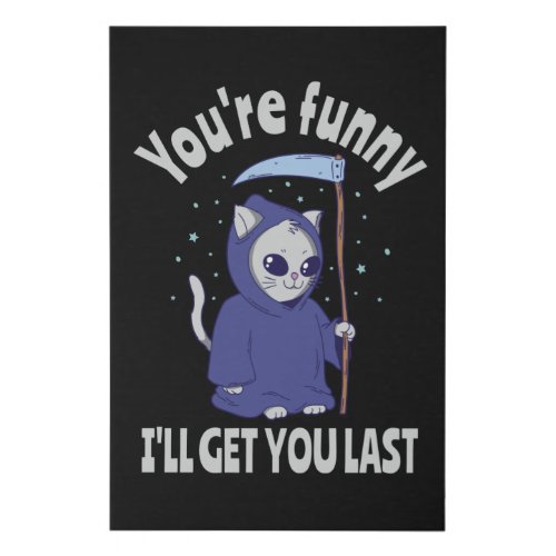 Funny Grim Reaper Cat Halloween Costume Faux Canvas Print