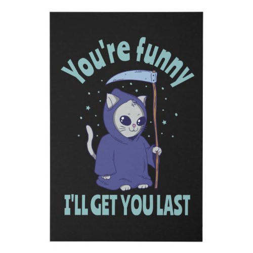 Funny Grim Reaper Cat Halloween Costume Faux Canvas Print