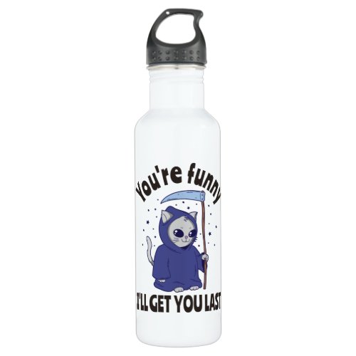 Funny Grim Reaper Cat Halloween Costume Stainless Steel Water Bottle