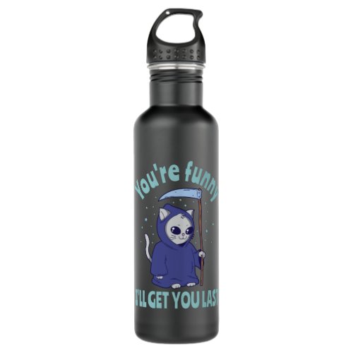 Funny Grim Reaper Cat Halloween Costume Stainless Steel Water Bottle