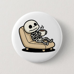 Funny Grim Reaper Drinking Coffee   "Dead Inside"  Button