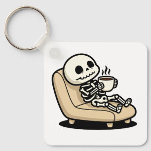 Funny Grim Reaper Drinking Coffee   "Dead Inside"  Keychain