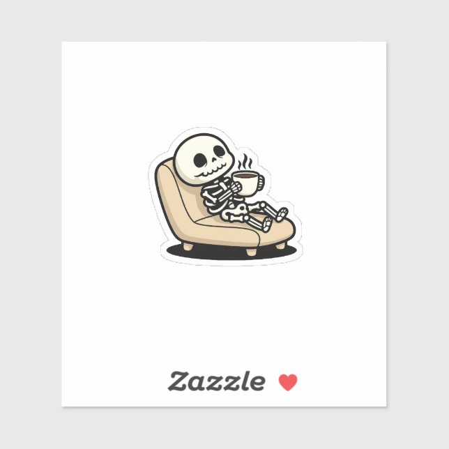 Funny Grim Reaper Drinking Coffee | "Dead Inside"  Sticker (Sheet)