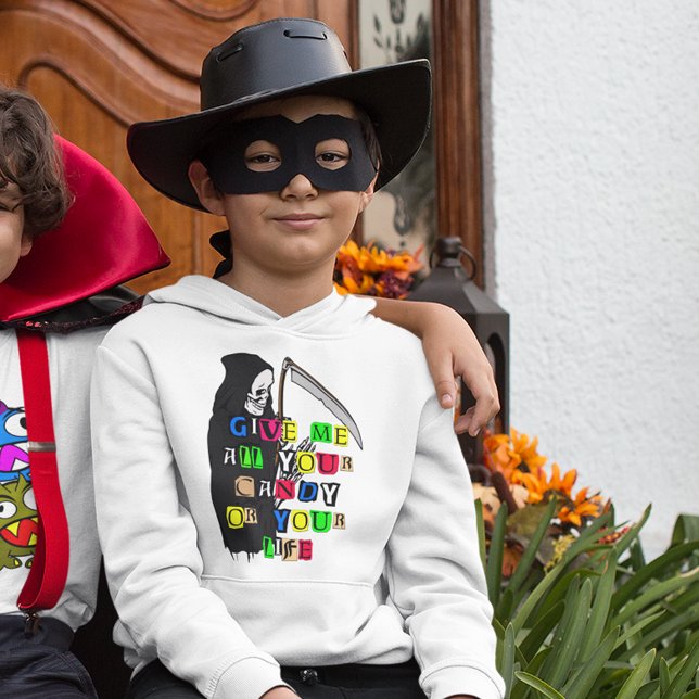 Funny Grim Reaper Give Me Candy Typography Kid's Hoodie (Funny Grim Reaper Give Me Candy Typography Kid's Hoodie)