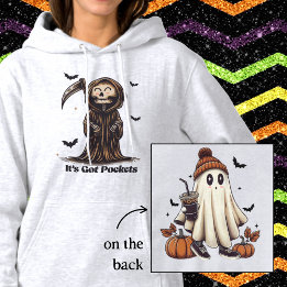 Funny Grim Reaper Pockets and Women's Halloween Hoodie