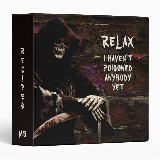 Funny Grim Reaper Recipe 3 Ring Binder (Front/Spine)