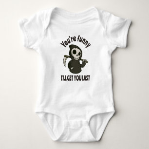 Funny Grim Reaper Skeleton Halloween Costume Baby Bodysuit