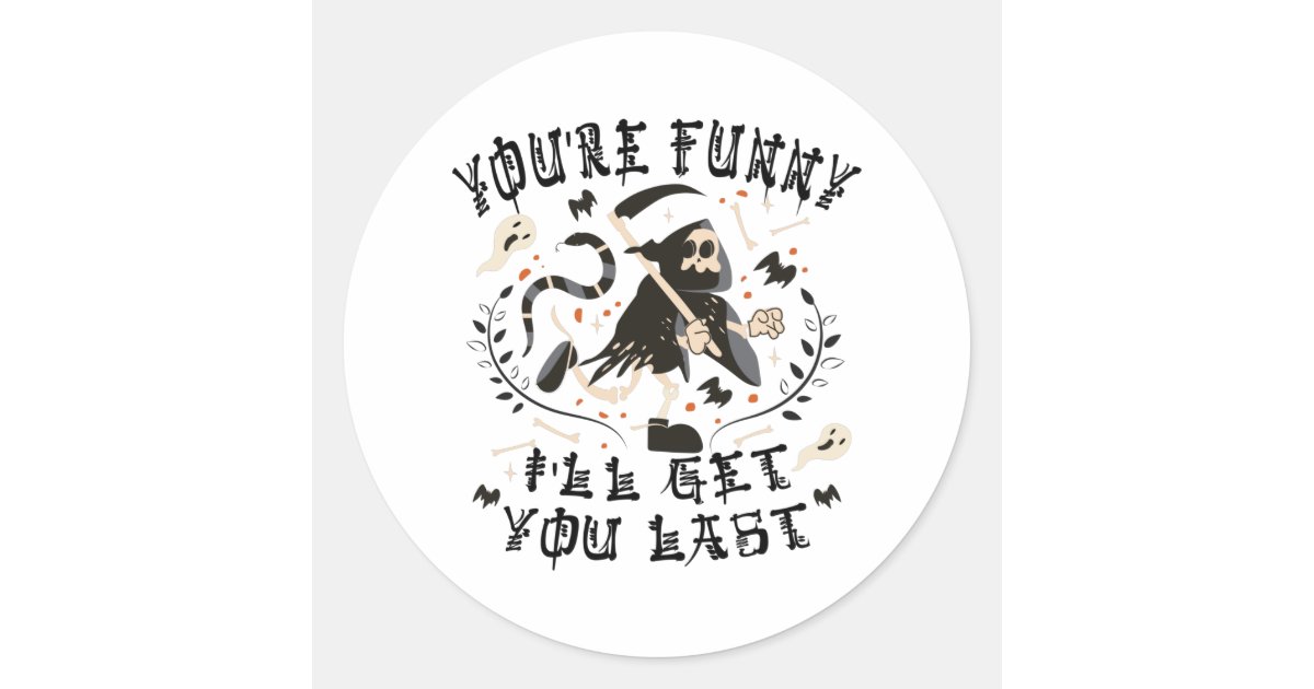 Reaper Rounds Funny Grim Reaper Skeleton Halloween Costume Classic Round Sticker | Zazzle