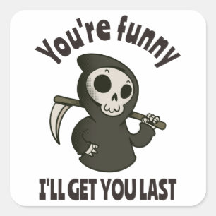 Funny Grim Reaper Skeleton Halloween Costume Square Sticker