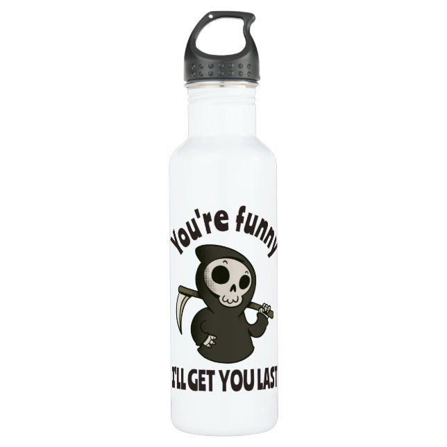 Funny Grim Reaper Skeleton Halloween Costume Stainless Steel Water Bottle (Front)