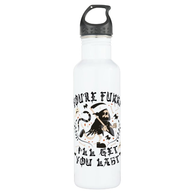 Funny Grim Reaper Skeleton Halloween Costume Stainless Steel Water Bottle (Front)