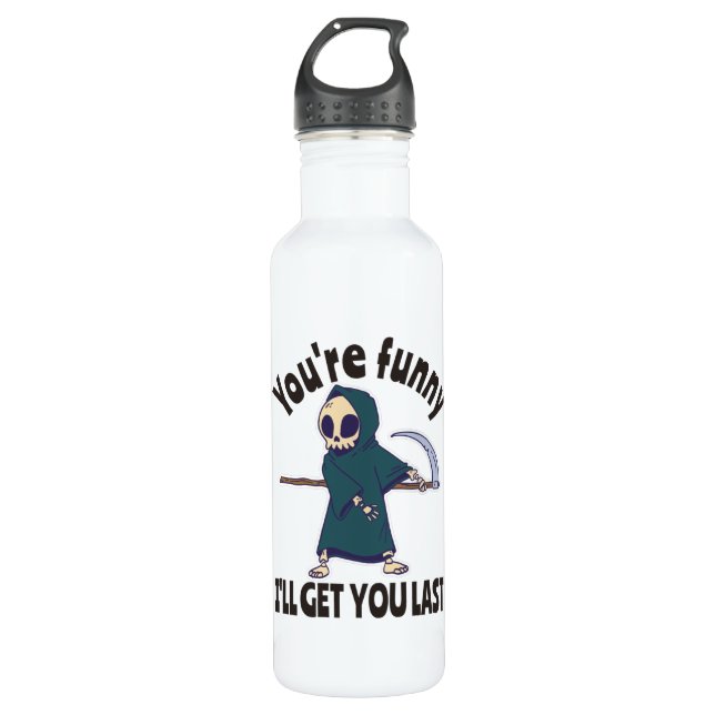 Funny Grim Reaper Skeleton Halloween Costume Stainless Steel Water Bottle (Front)