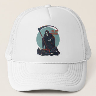 Funny Grim Reaper T-Shirt – “I Will Visit Everyone Trucker Hat