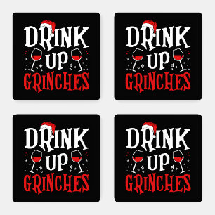 Funny Grinches Drinking Quote Coaster Set