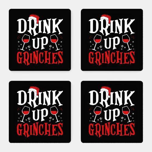Funny Grinches Drinking Quote  Coaster Set