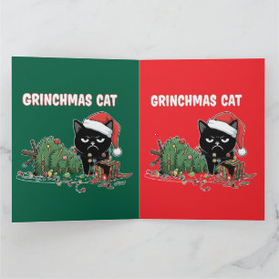Funny Grinchmas Cat Grumpy Black Cat Christmas Card