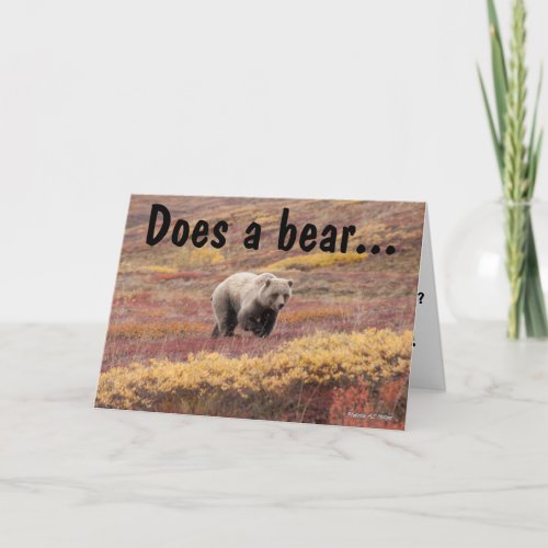 Funny Grizzly Bear in Autumn Photograph Custom  Card