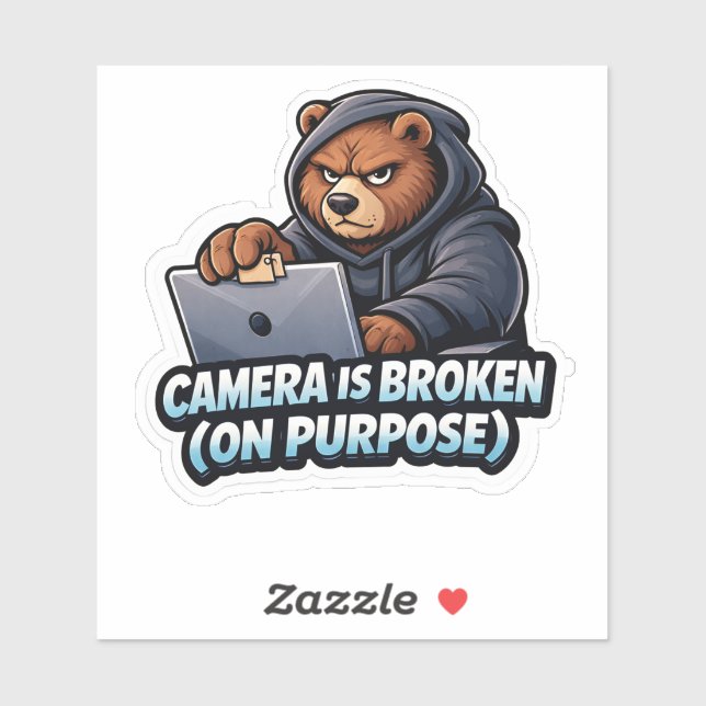 Funny Grizzly Bear Laptop Camera Sticker (Sheet)