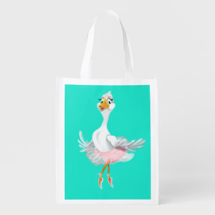Funny Grocery Bag with Ballerina Duck Your Colors
