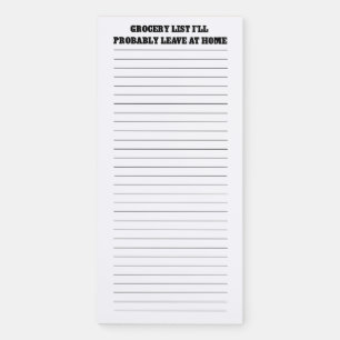 Funny Grocery List Magnetic Notepad