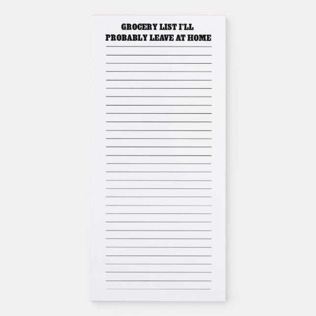 Funny Grocery List Magnetic Notepad (Front)