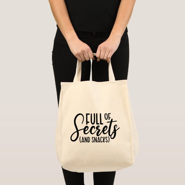 Funny Grocery Shopping Bag, Secret Snacks Tote Bag (Front (Product))