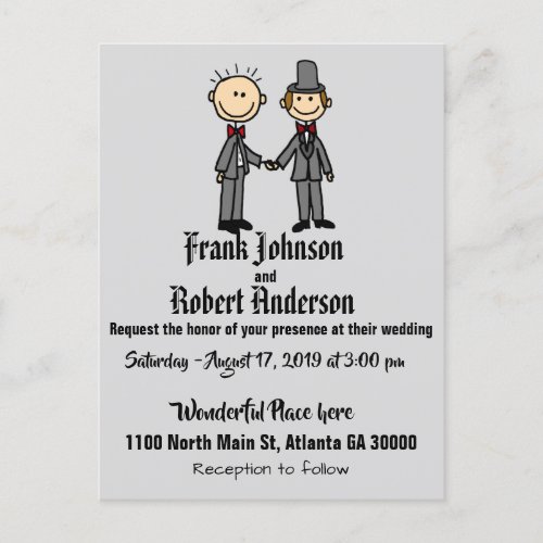 Funny Groom and Groom Gay Wedding Invitation