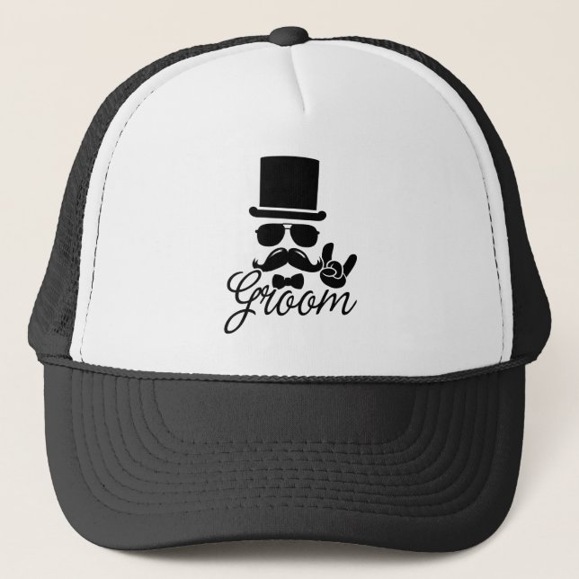 Funny Groom Gift for Bachelor Party & Wedding Trucker Hat (Front)