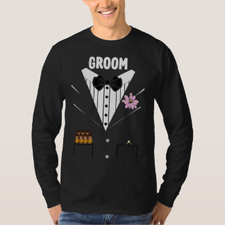 Funny Groom Tuxedo With Cigars and Ring For Bride T-Shirt