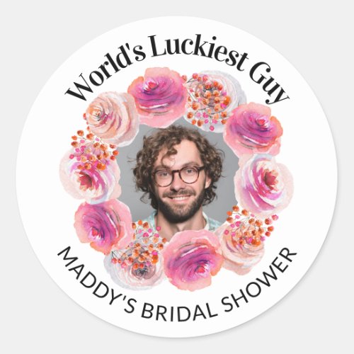 Funny Grooms Face Bachelorette Bright Floral Classic Round Sticker