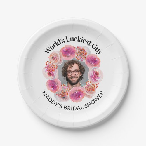 Funny Grooms Face Bachelorette Bright Floral Paper Plates