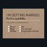 Funny Groomsman Best Man Checklist Proposal Invitation<br><div class="desc">I'm getting married. Time to be my best man. Funny answers groomsmen proposal card.</div>