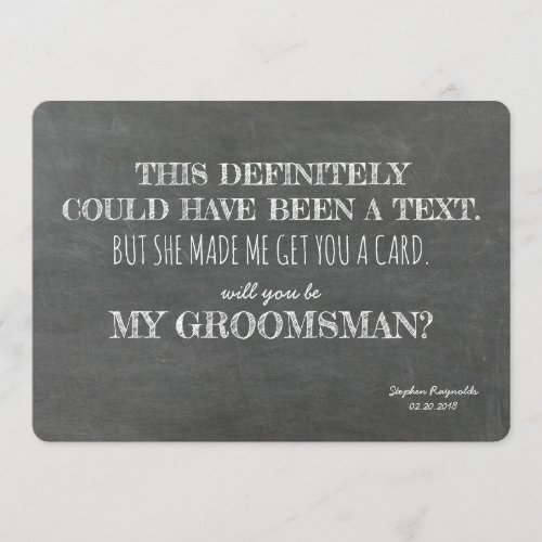 Funny GROOMSMAN Invitation