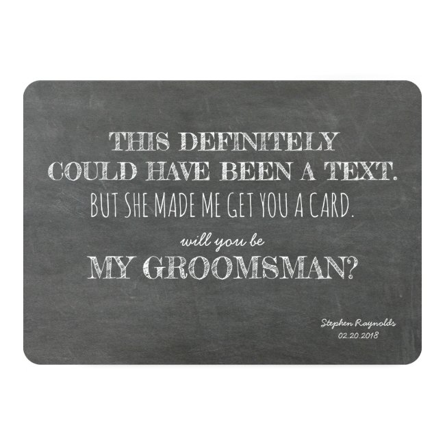 Funny GROOMSMAN Invitation